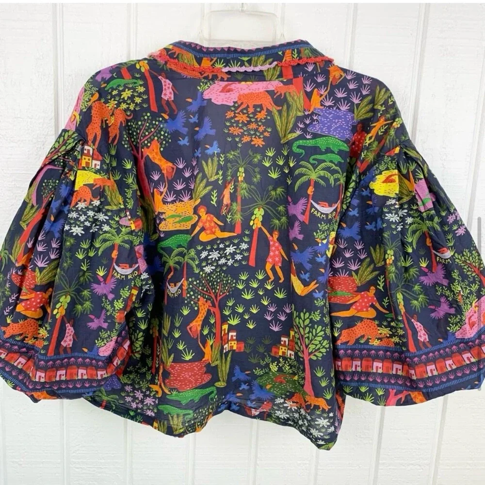 Farm Rio Colorful Patterned Blouse - Picture 5 of 6